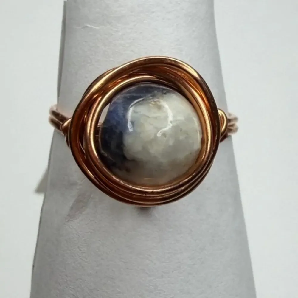 Sodalite copper ring handmade